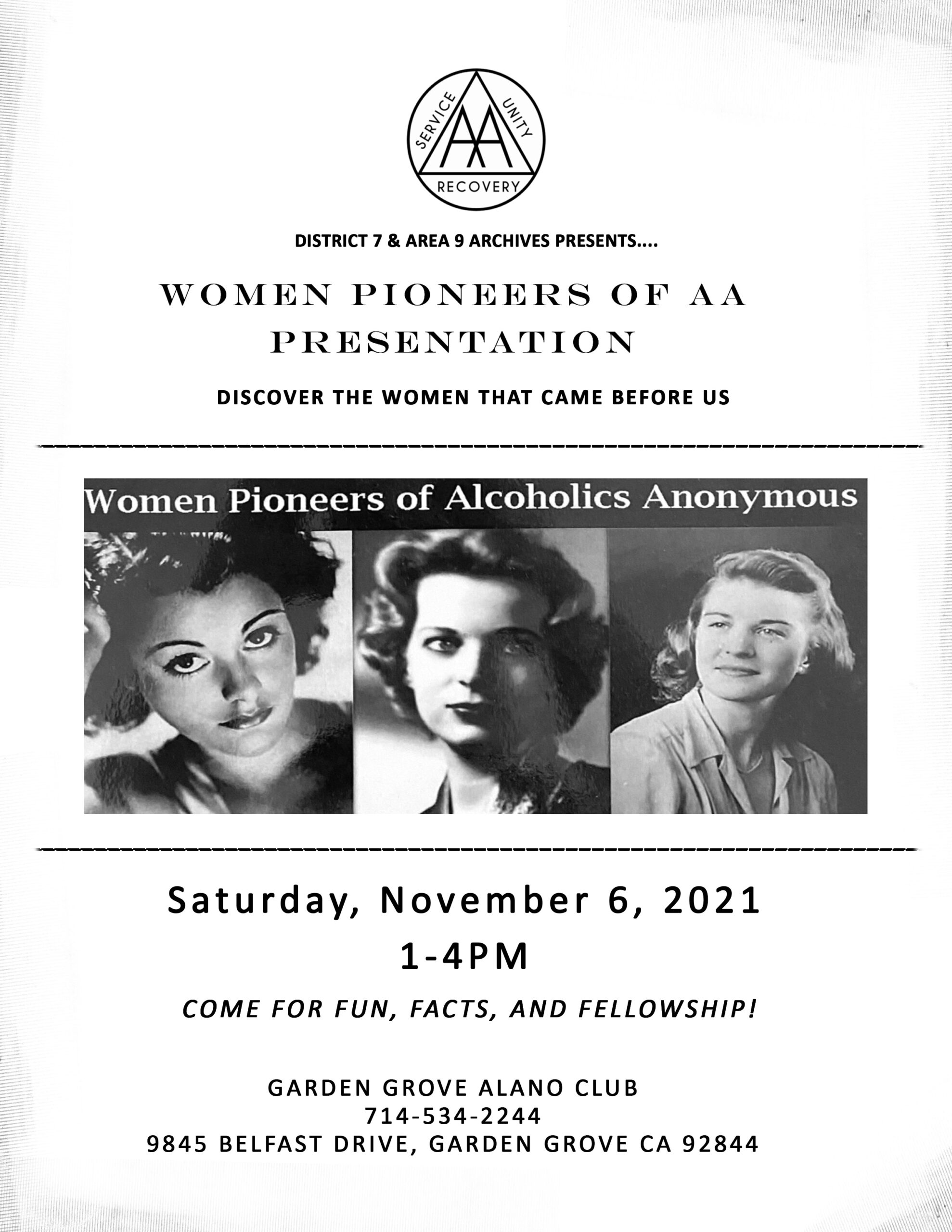 Women Pioneers of A.A. Presentation (Hybrid) - Mid-Southern